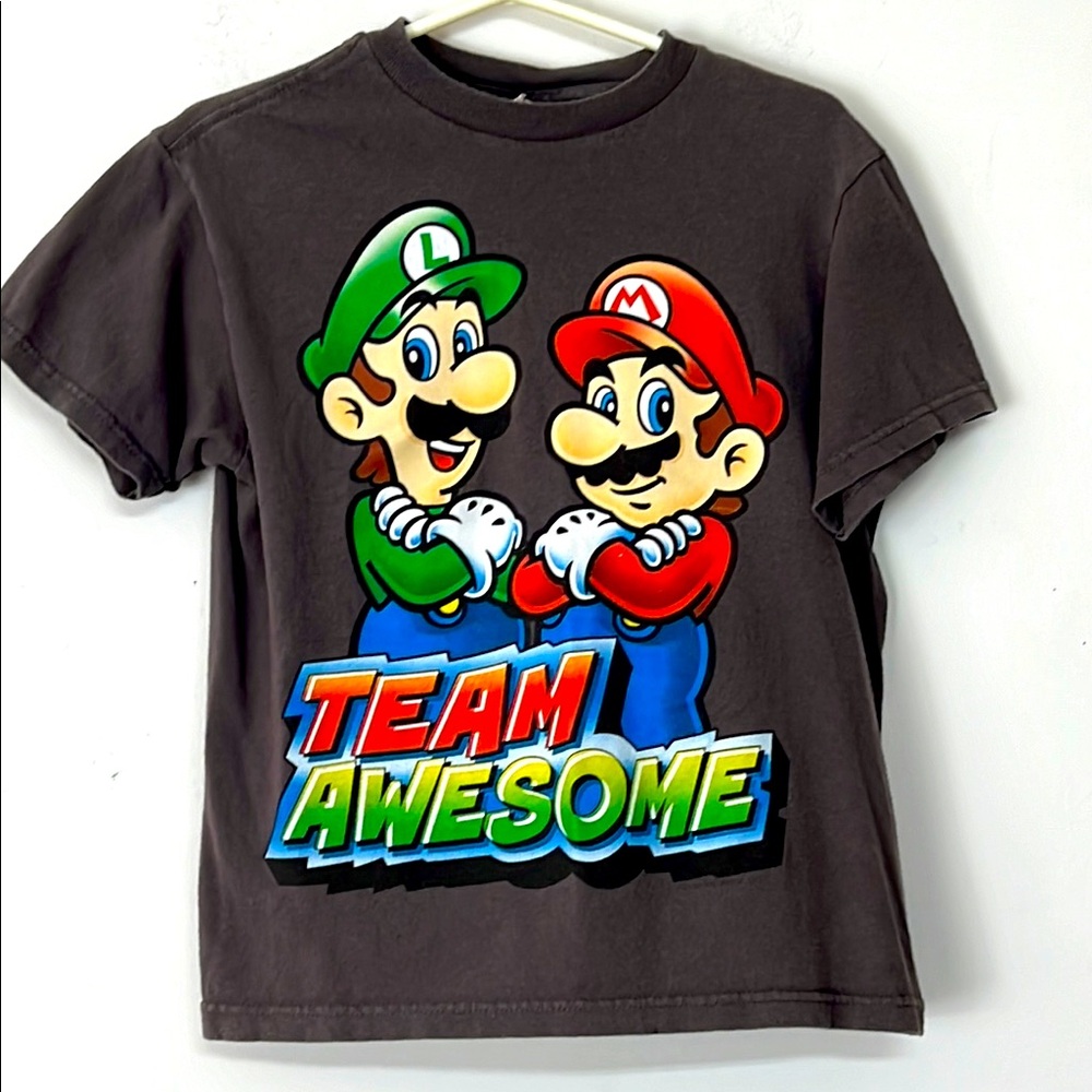 🌞 Delta Pro Weight Mario Brothers Team Awesome black short sleeve tee men XS